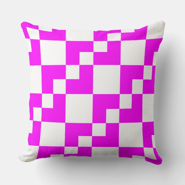 Patchwork Domino - Magenta and White Cushion (Front)