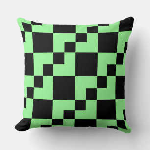 Patchwork Domino - Mint Green and Black Cushion