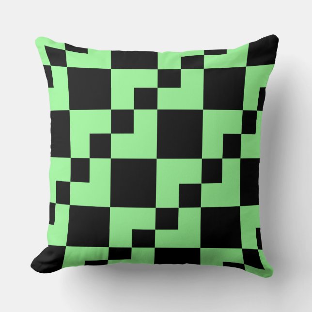 Patchwork Domino - Mint Green and Black Cushion (Front)