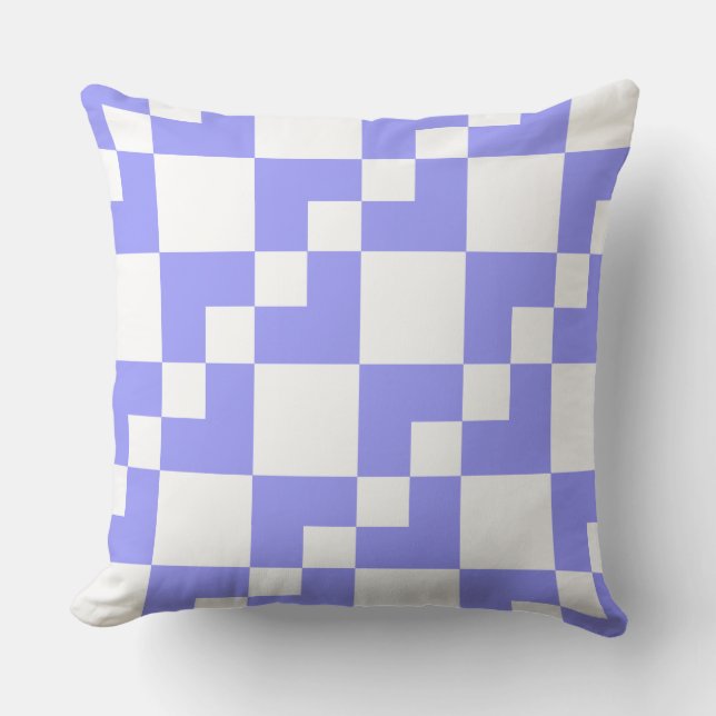 Patchwork Domino - Pastel Blue and White Cushion (Front)
