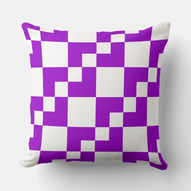 Patchwork Domino - Purple and White Cushion (Front)