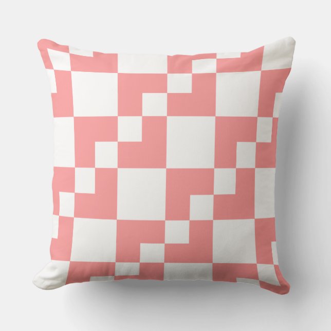 Patchwork Domino - Soft Pink and White Cushion (Front)