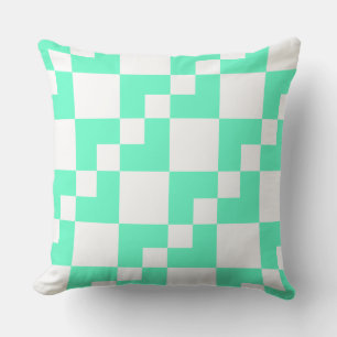 Patchwork Domino - Turquoise with White Cushion