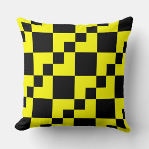 Patchwork Domino - Yellow and Black Cushion