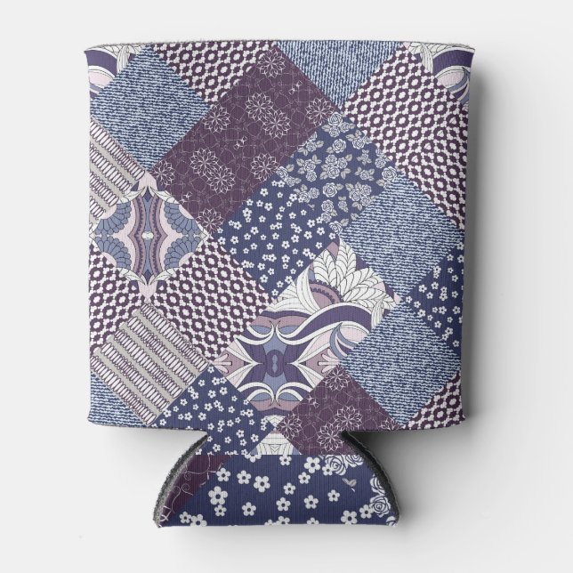 Patchwork Doodle: Vintage Boho Seamless. Can Cooler (Front)