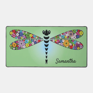 Patchwork Dragonfly Damselfly  Design Desk Mat