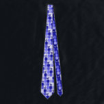 Patchwork Dreidels in Blue Tie<br><div class="desc">Blue and white patchwork with dreidels for any Jewish holiday or event.</div>