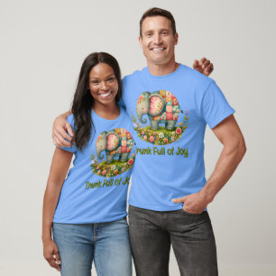 Patchwork Elephant Floral Meadow Charm T-Shirt