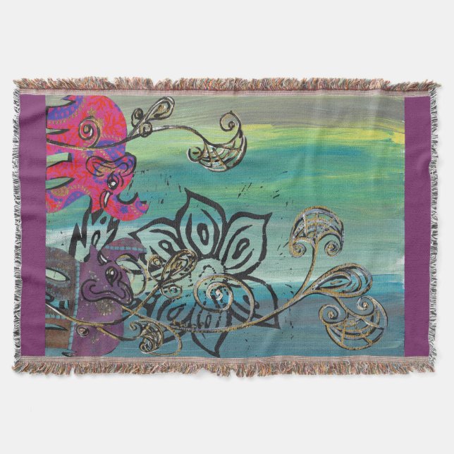 Patchwork Elephants Throw Blanket (Front)