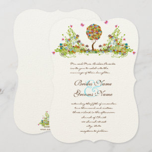 Patchwork Enchanted Forest Tree Wedding Invitation