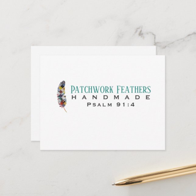 Patchwork Feathers Blank  Postcard (Front/Back In Situ)