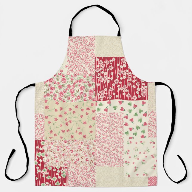 Patchwork Floral: Hand Drawn Ornaments. Apron (Front)