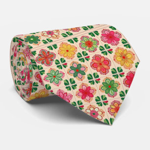 Patchwork floral pattern tie