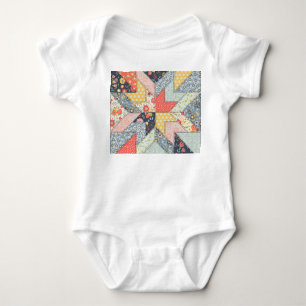 Patchwork Floral: Vintage Ornament Baby Bodysuit