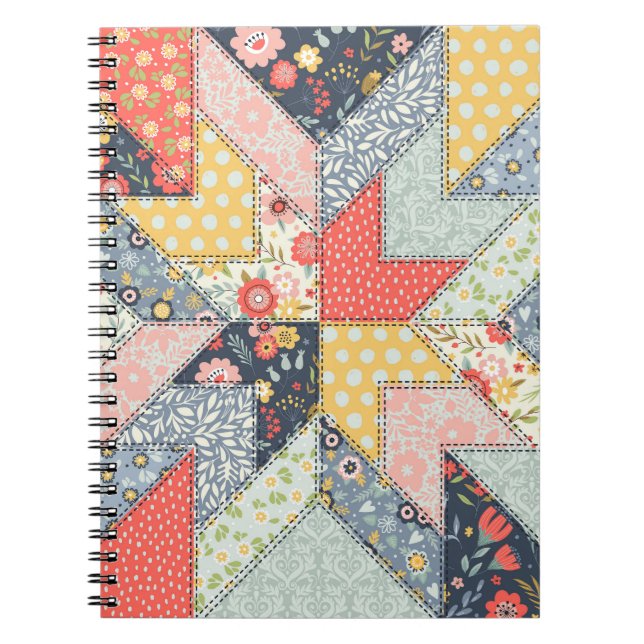 Patchwork Floral: Vintage Ornament Notebook (Front)