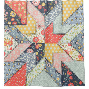 Patchwork Floral: Vintage Ornament Shower Curtain