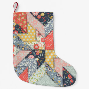 Patchwork Floral: Vintage Ornament Small Christmas Stocking