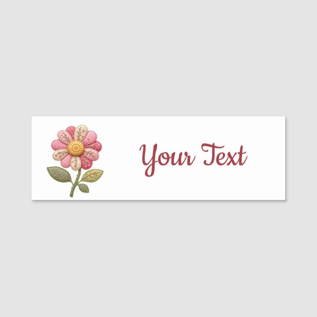 Patchwork Flower in Country Style Name Tag (Front)
