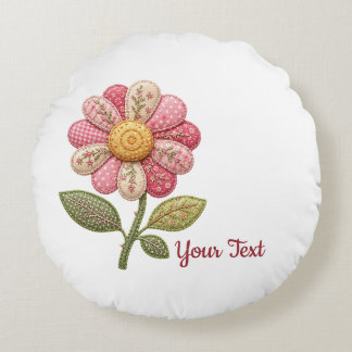 Patchwork Flower in Country Style Round Cushion