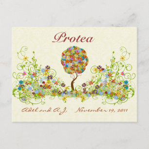 Patchwork Flower Love Tree Table Number/Names Postcard