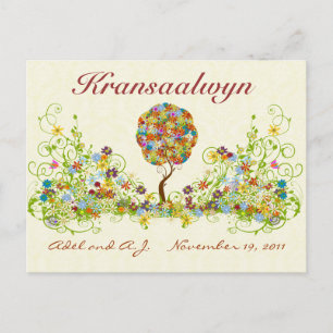 Patchwork Flower Love Tree Thank You Post Card