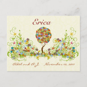 Patchwork Flower Love Tree Thank You Post Card