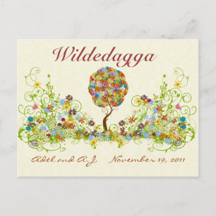 Patchwork Flower Love Tree Thank You Post Card