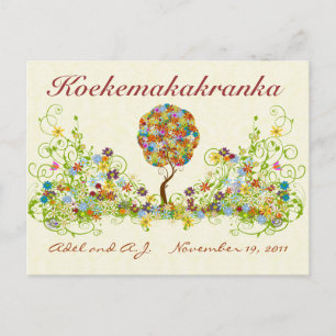 Patchwork Flower Love Tree Thank You Post Card