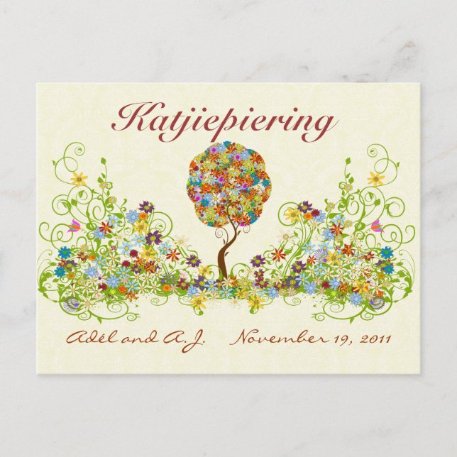 Patchwork Flower Love Tree Thank You Post Card (Front)