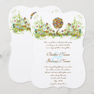 Patchwork Flower Love Tree Wedding Invitation