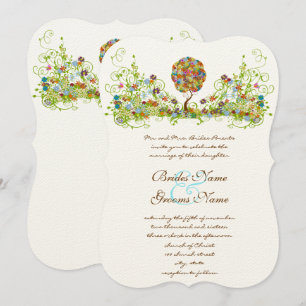 Patchwork Flower Love Tree Wedding Invitation