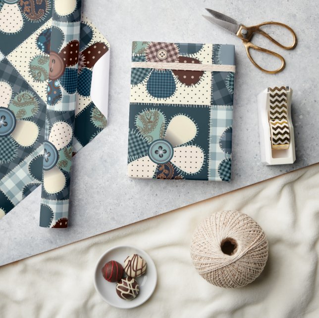 Patchwork Flowers Wrapping Paper (Crafts)