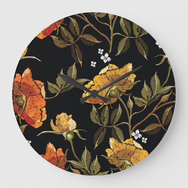 Patchwork Gentle: Hand Drawing Design Large Clock (Front)