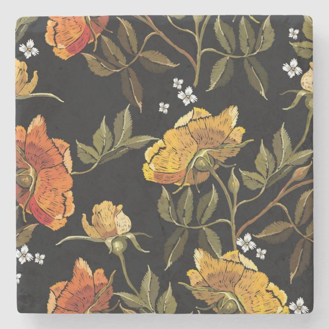 Patchwork Gentle: Hand Drawing Design Stone Coaster (Front)