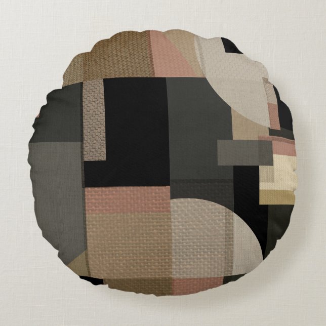 Patchwork Geometric Pattern Round Cushion (Front)