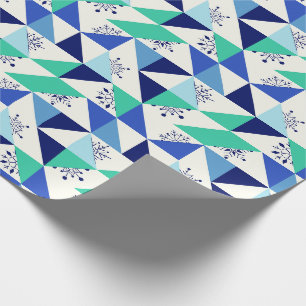 Patchwork Geometric Snowflakes - Light Background Wrapping Paper
