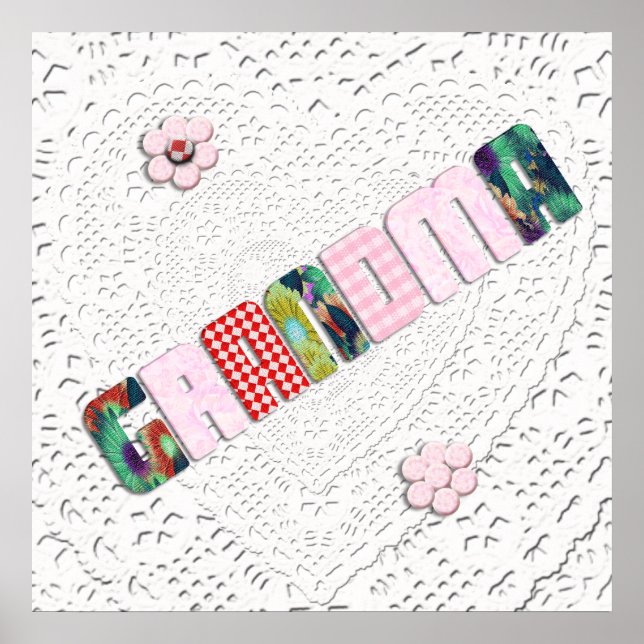 Patchwork 'Grandma' On Lace Poster (Front)