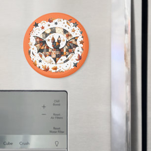 Patchwork Halloween Bat in Autumn Colors Magnet