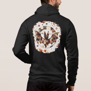 Patchwork Halloween Bat in Autumn Colours Hoodie