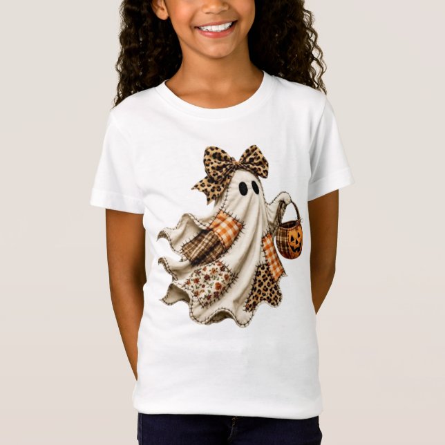 Patchwork Halloween Ghost T-Shirt (Front)
