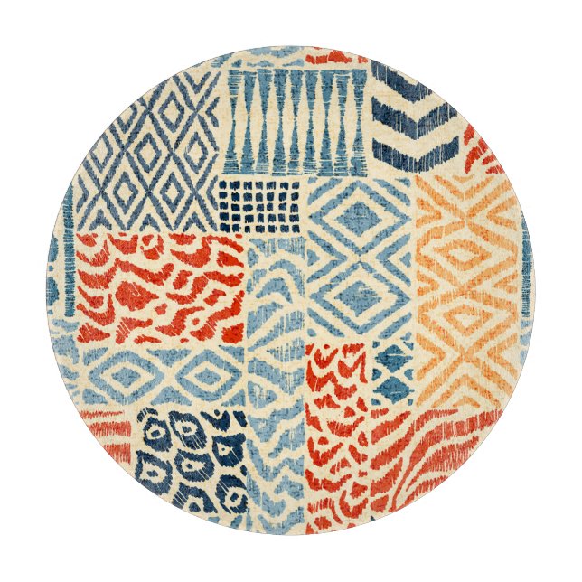 Patchwork Hand Drawn Textures Collection Cutting Board (Front)