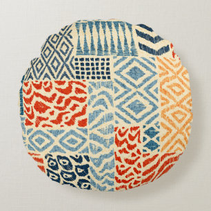 Patchwork Hand Drawn Textures Collection Round Cushion