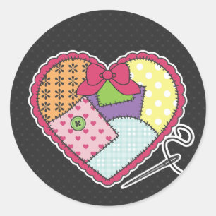 Patchwork Heart Classic Round Sticker