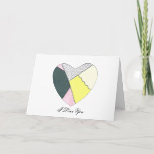 Patchwork Heart I Love You Valentine Holiday Card