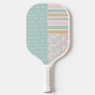 Patchwork Heart Rainbow Pastel - Pickleball Paddle
