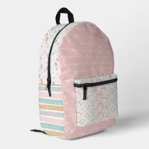 Patchwork Hearts Rainbows Printed Backpack
