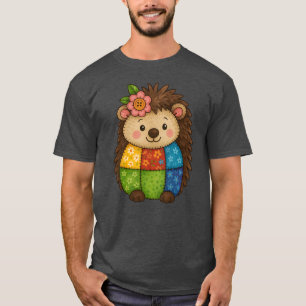 Patchwork Hedgehog Cute Animal funny T-Shirt