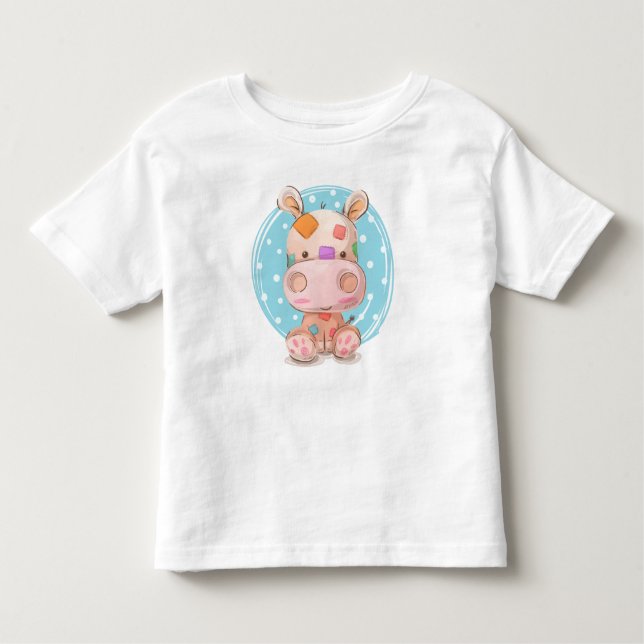 Patchwork Hippo Blue Toddler T-Shirt (Front)