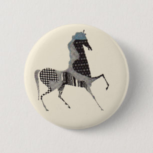  patchwork horse print 6 cm round badge