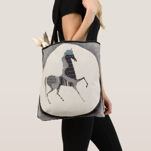 patchwork horse print tote bag